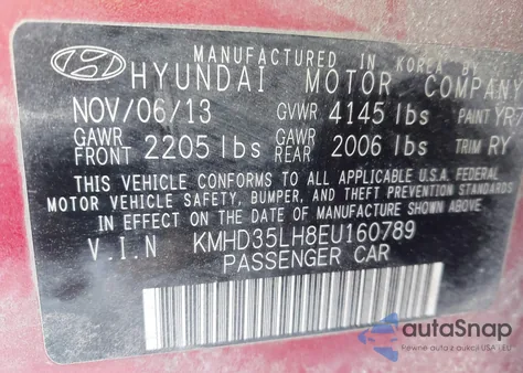 2014 Hyundai Elantra Gt z USA, uszkodzony, nr VIN KMHD35LH8EU160789